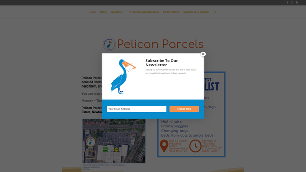 Screenshot of the Pelican Parcels website