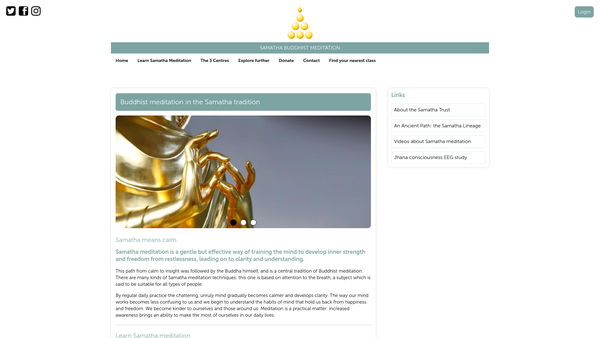 Screenshot of the The Samatha Trust website