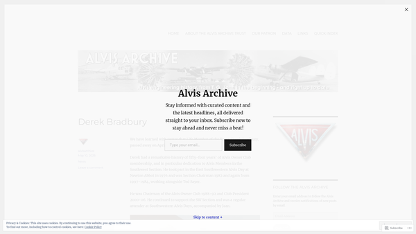 Screenshot of the The Alvis Archive Trust website