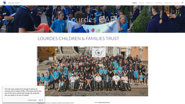 Screenshot of the Lourdes Children And Families Trust website