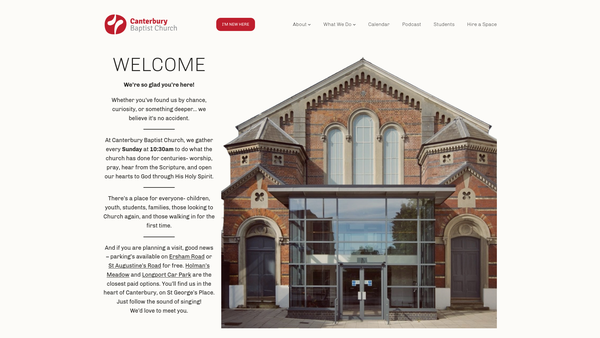Screenshot of the Canterbury Baptist Church website