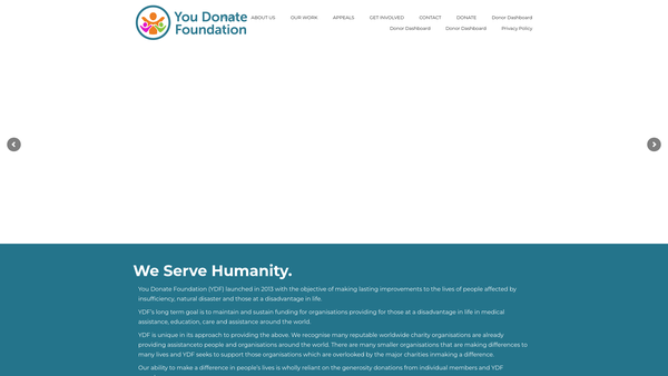 Screenshot of the You Donate Foundation website