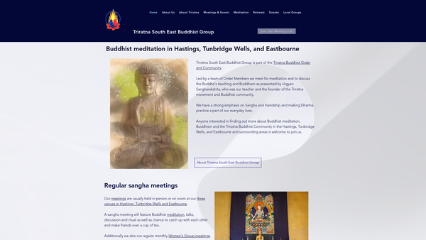 Screenshot of the Triratna South East Buddhist Group website