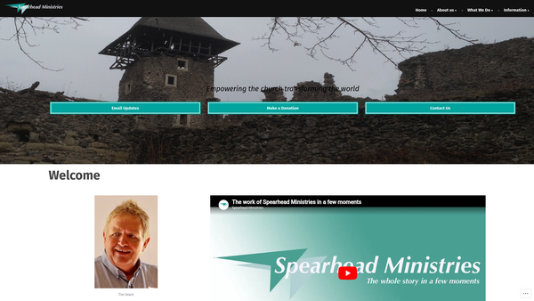 Screenshot of the Spearhead Ministries website