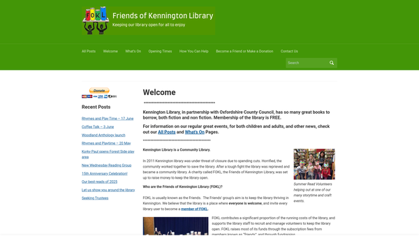 Screenshot of the The Friends Of Kennington Library website