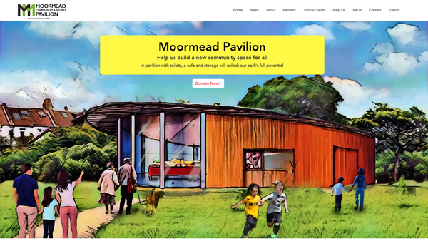 Screenshot of the Moormead Community & Sports Pavilion website