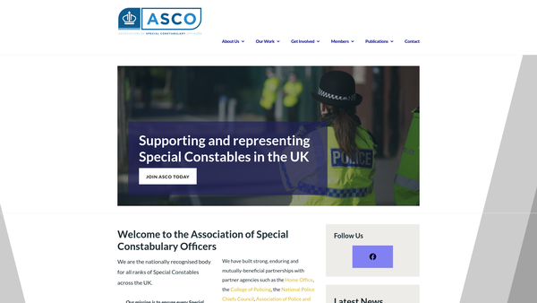 Screenshot of the Association Of Special Constabulary Officers website