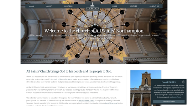 Screenshot of the The Parochial Church Council Of The Ecclesiastical Parish Of All Saints With St. Katherine & St. Peter Northampton website