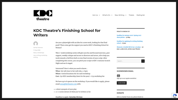 Screenshot of the Kdc Theatre website