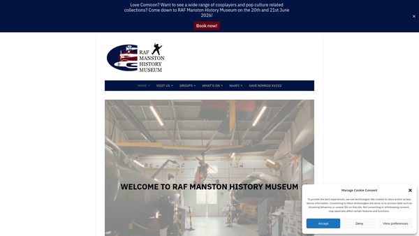 Screenshot of the Manston History Museum website