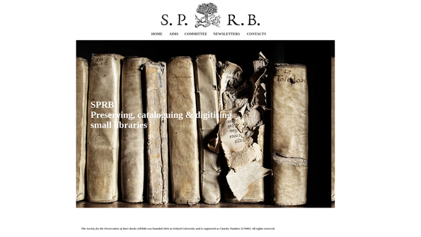 Screenshot of the Society For The Preservation Of Rare Books website