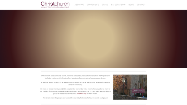 Screenshot of the Christchurch (Methodist / Church Of England Ecumenical Partnership) Clevedon website