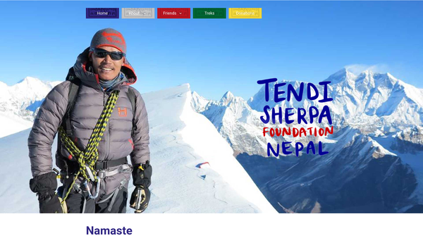 Screenshot of the The Tendi Sherpa Foundation, UK website