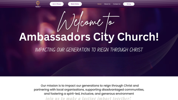 Screenshot of the Ambassadors Christian City Church website