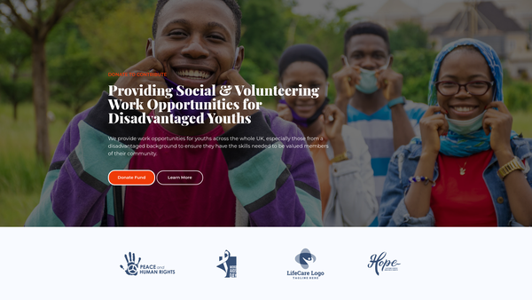 Screenshot of the Active Youth Zone website