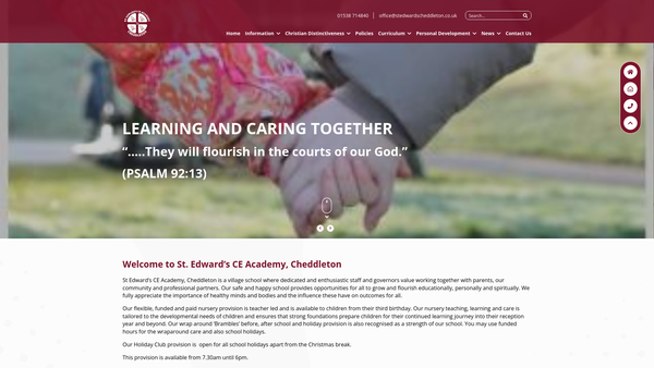 Screenshot of the St Edward's CE Academy Cheddleton PTFA website
