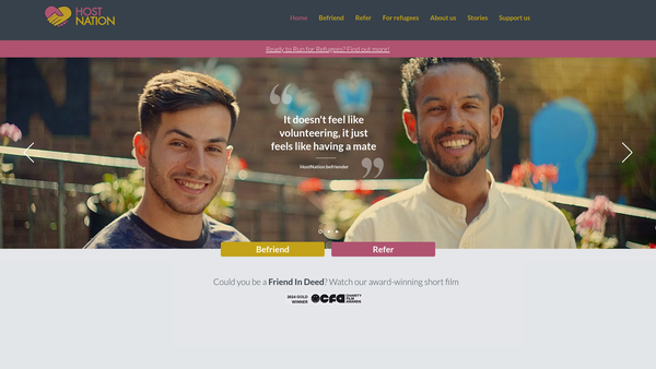 Screenshot of the Hostnation website