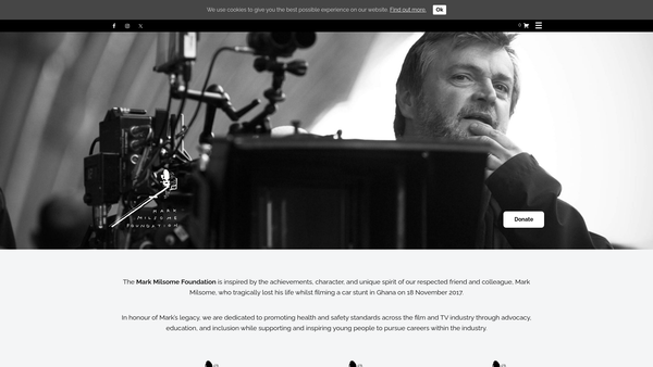Screenshot of the Mark Milsome Foundation website