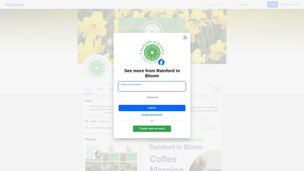 Screenshot of the Rainford In Bloom website