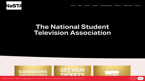 Screenshot of the National Student Television Association website