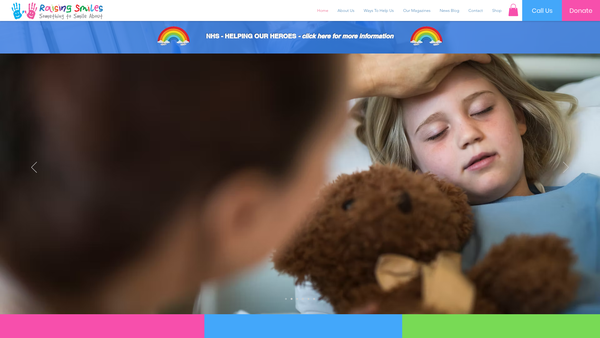 Screenshot of the Raising Smiles website