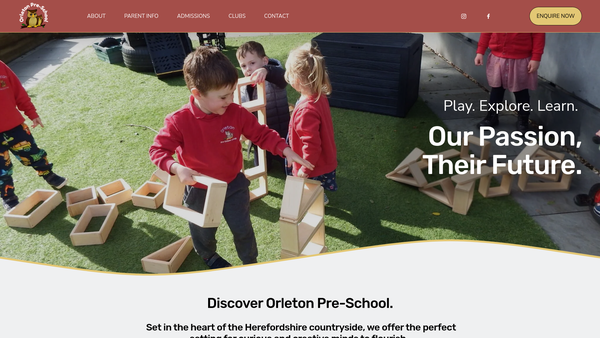 Screenshot of the Orleton Pre-School Group website