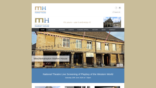 Screenshot of the Minchinhampton Market House CIO website