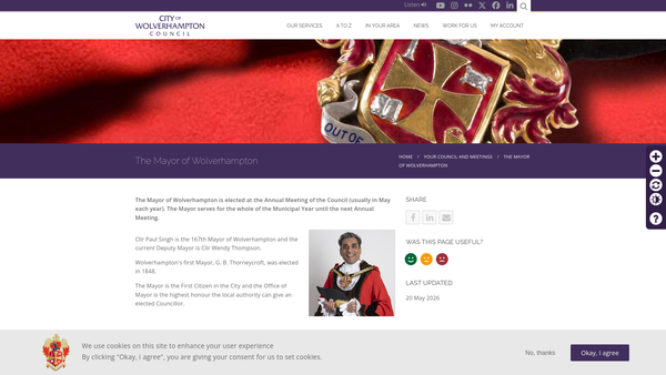 Screenshot of the The Mayor Of Wolverhampton's Charitable Fund website