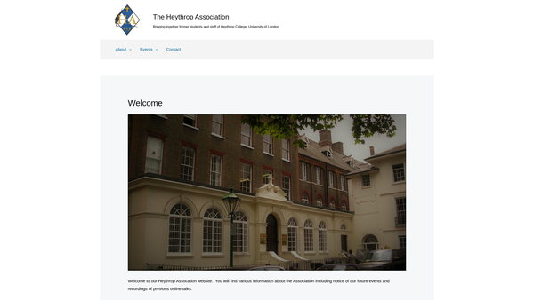 Screenshot of the The Heythrop Association website