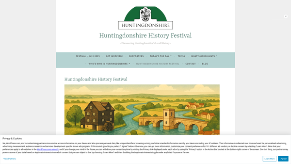 Screenshot of the Huntingdonshire History Festival website