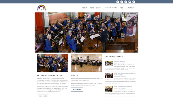 Screenshot of the Bradford Concert Band website