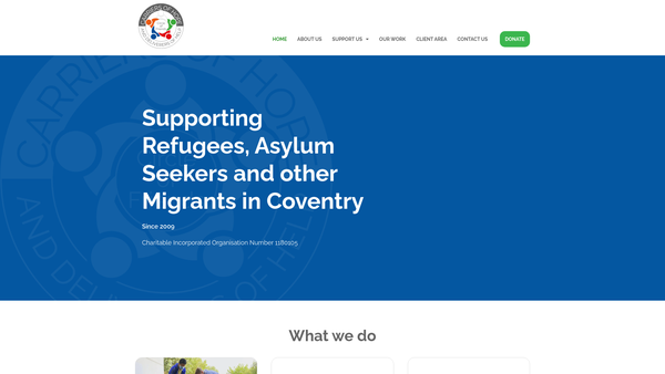 Screenshot of the Carriers Of Hope, Coventry website