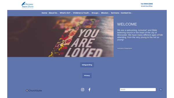 Screenshot of the Worcester Baptist Church website