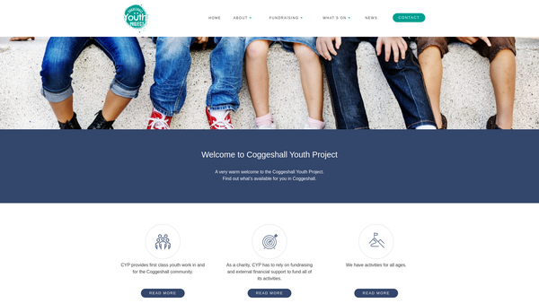 Screenshot of the Coggeshall Youth Project website