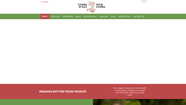 Screenshot of the Wild Cymru / Cymru Wyllt website