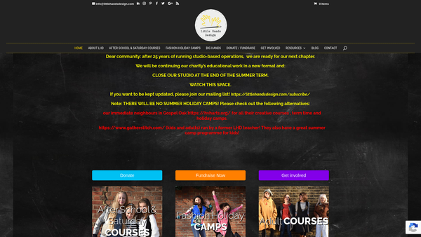Screenshot of the Little Hands Design website
