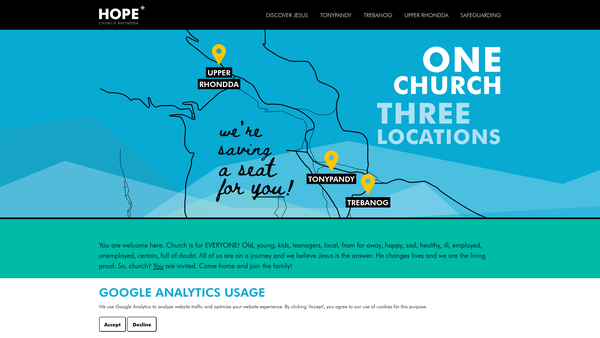 Screenshot of the Hope Church Rhondda website
