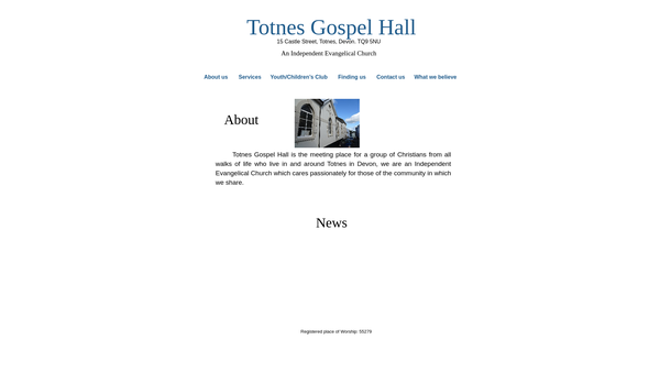 Screenshot of the Totnes Gospel Hall website