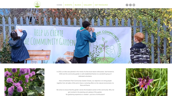 Screenshot of the Northwick Park Community Garden website