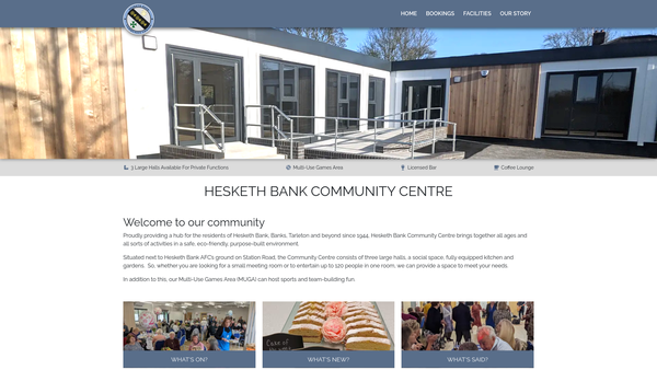 Screenshot of the Hesketh Bank Community Centre website