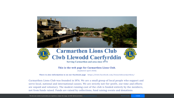 Screenshot of the Carmarthen Lions Club (CIO) website