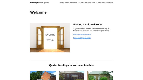 Screenshot of the Northamptonshire Area Quaker Meeting Of The Religious Society Of Friends (Quakers) In Britain website