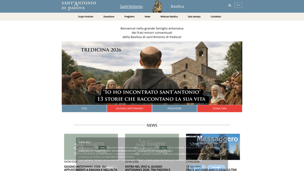 Screenshot of the Messenger Of Saint Anthony UK website