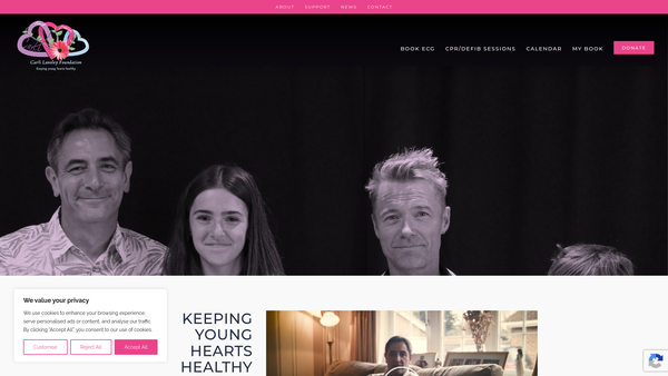 Screenshot of the Carli Lansley Foundation website