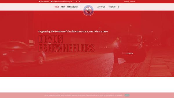 Screenshot of the Devon Freewheelers website