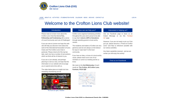 Screenshot of the Crofton Lions Club (CIO) website