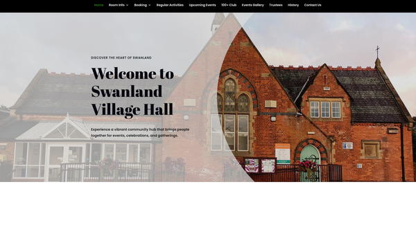 Screenshot of the Swanland Village Hall website