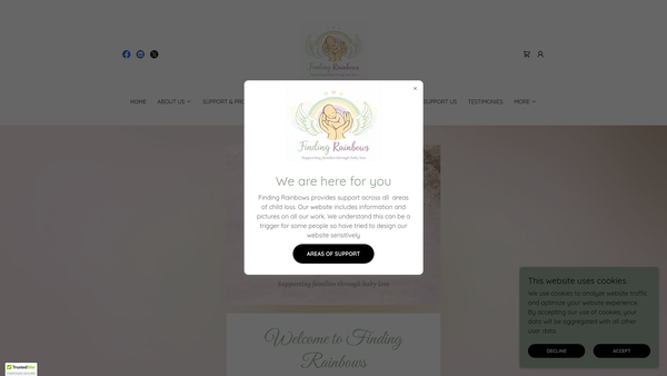Screenshot of the Finding Rainbows website