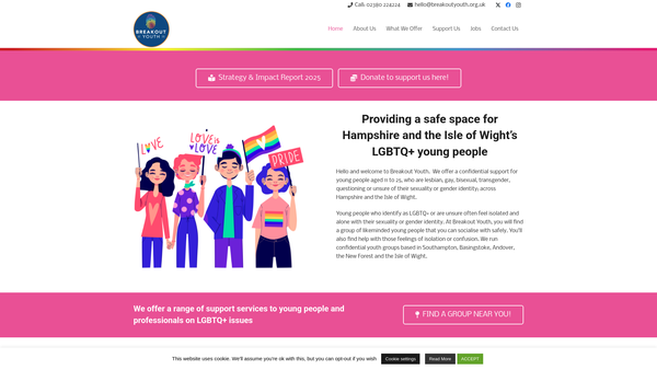 Screenshot of the Breakout Youth website