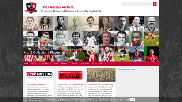 Screenshot of the Exeter City Football Club Museum Trust website